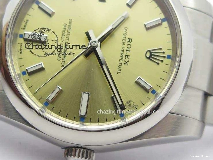 0120 Oyster Perpetual 34mm Ladies 114300 1:1 Best Edition Champagne Dial On SS Bracelet A FlexibleFit 3804